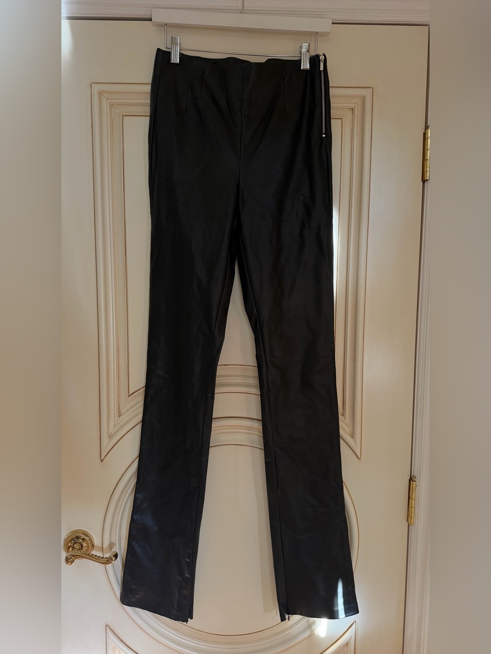 Zara Black Faux Leather Straight-Leg Pants